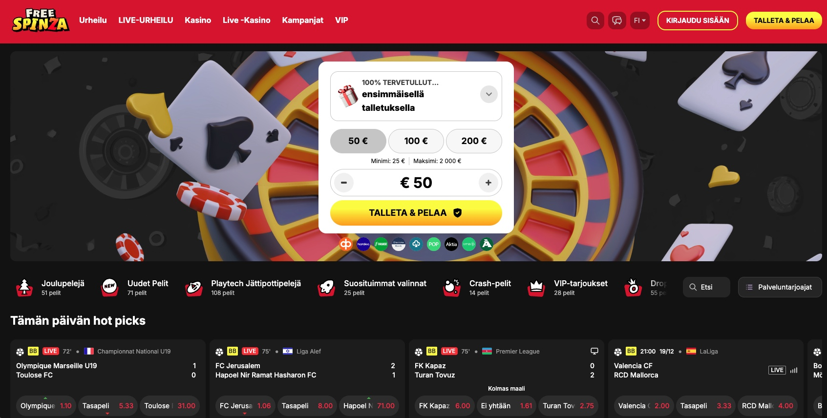 freespinza verovapaat kasinot homepage