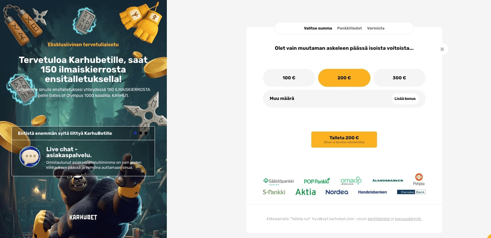 karhubet verovapaat kasinot bonus page